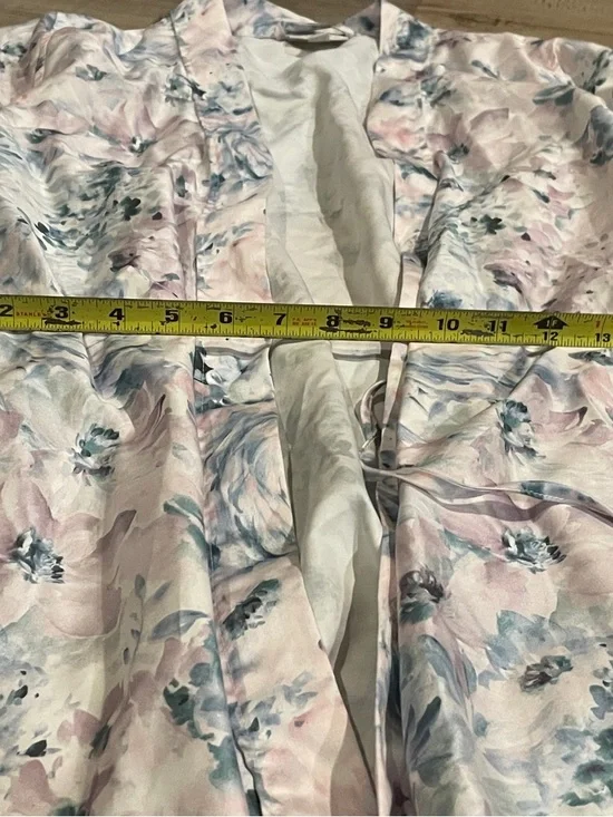 Hotel Collection Floral Satin Robe in Pink and Blue - Picture 4 of 6